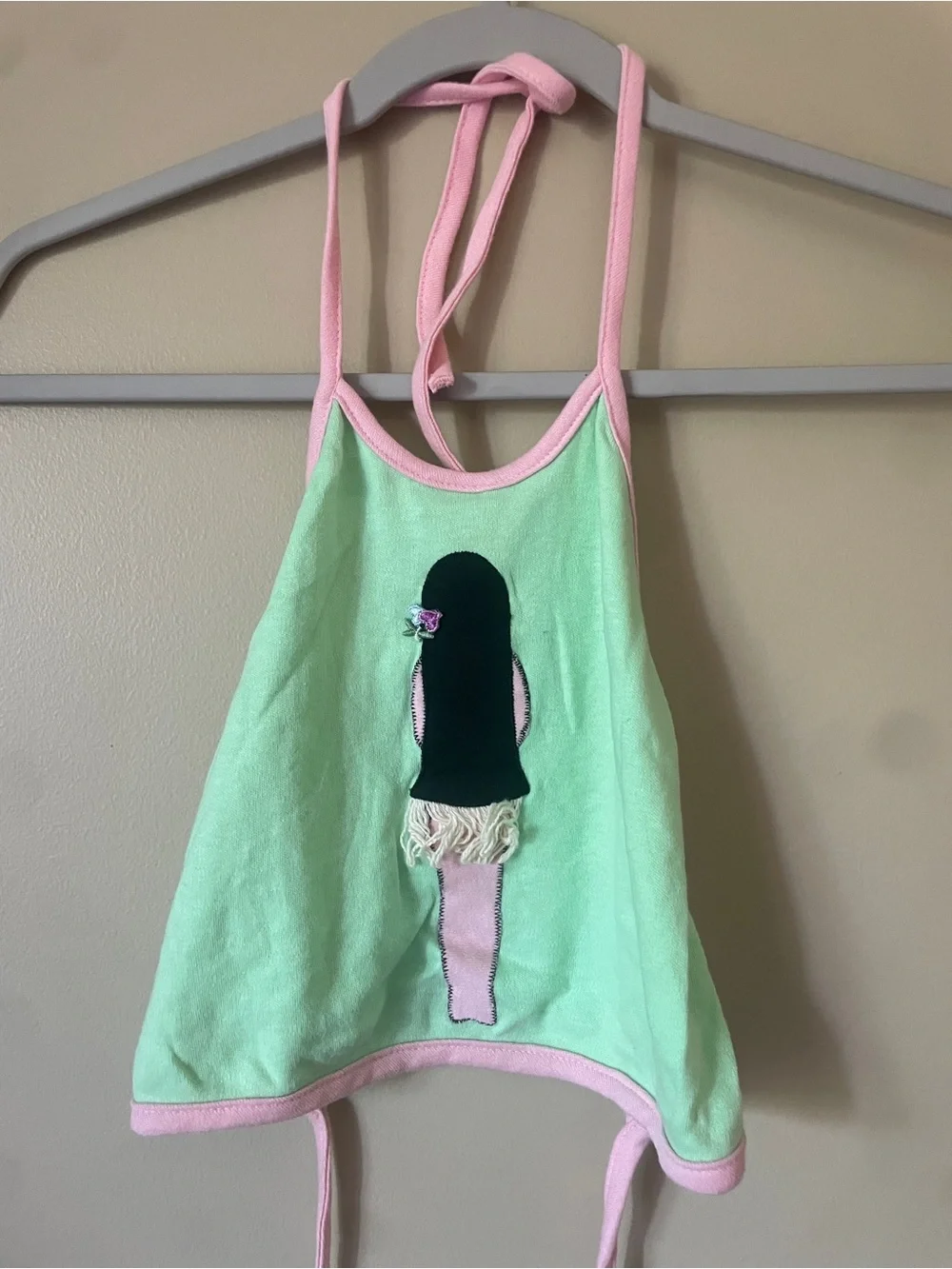 1970s Halter Top with Hawaiian girl appliqué